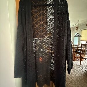 Black Open-Knit Women's Sweater